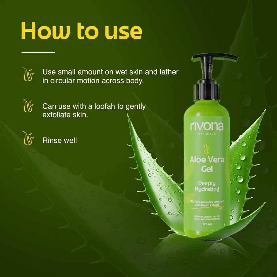 Rivona Naturals Aloe Vera Gel For Skin And Hair 125ml Each Set Of 2