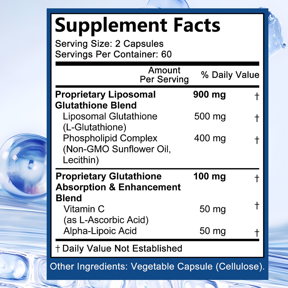 Liposomal Glutathione Supplement Antioxidant Liver Immune Health 120 Capsules