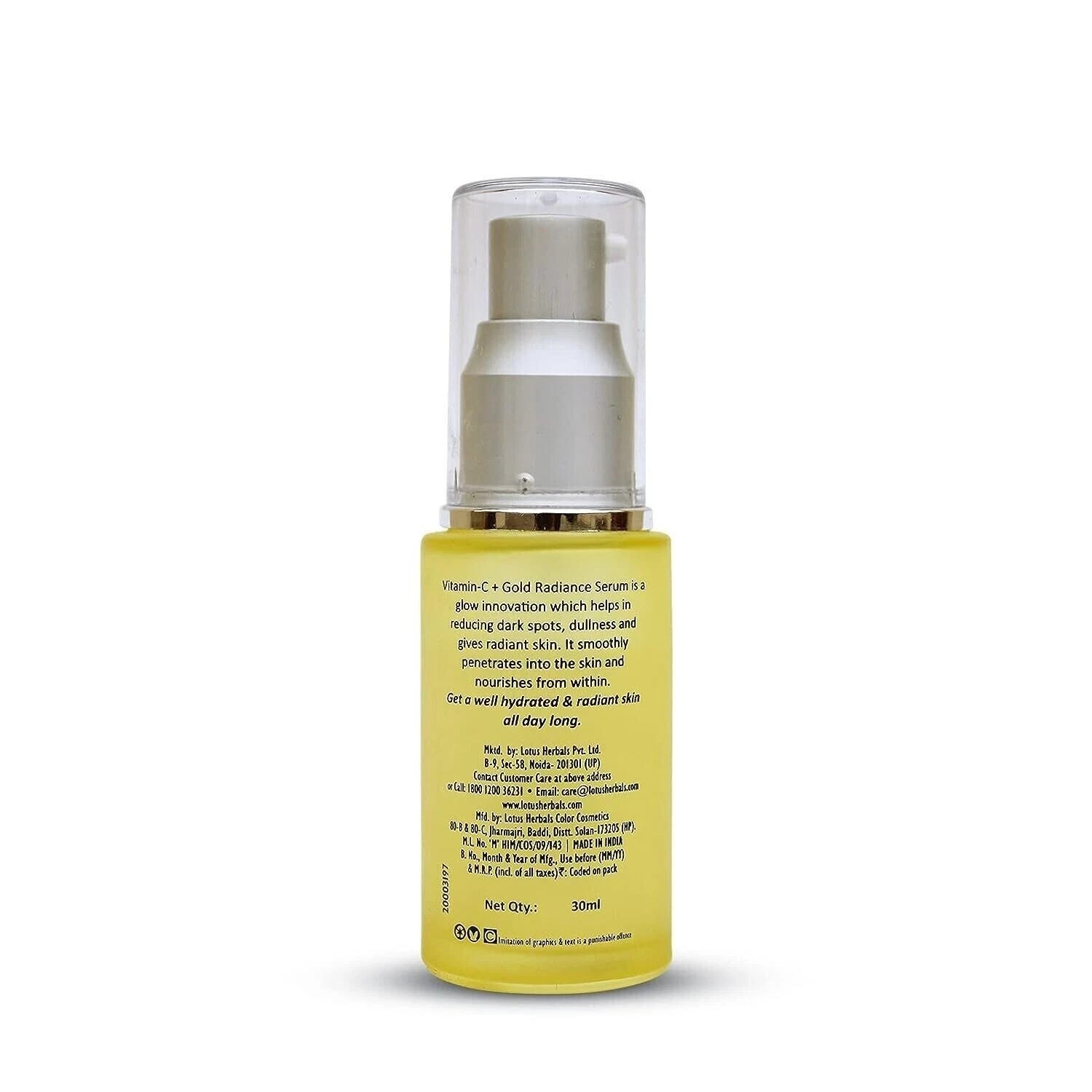 Lotus Herbals WhiteGlow Vitamin C and Gold Radiance Face Serum 30ml,