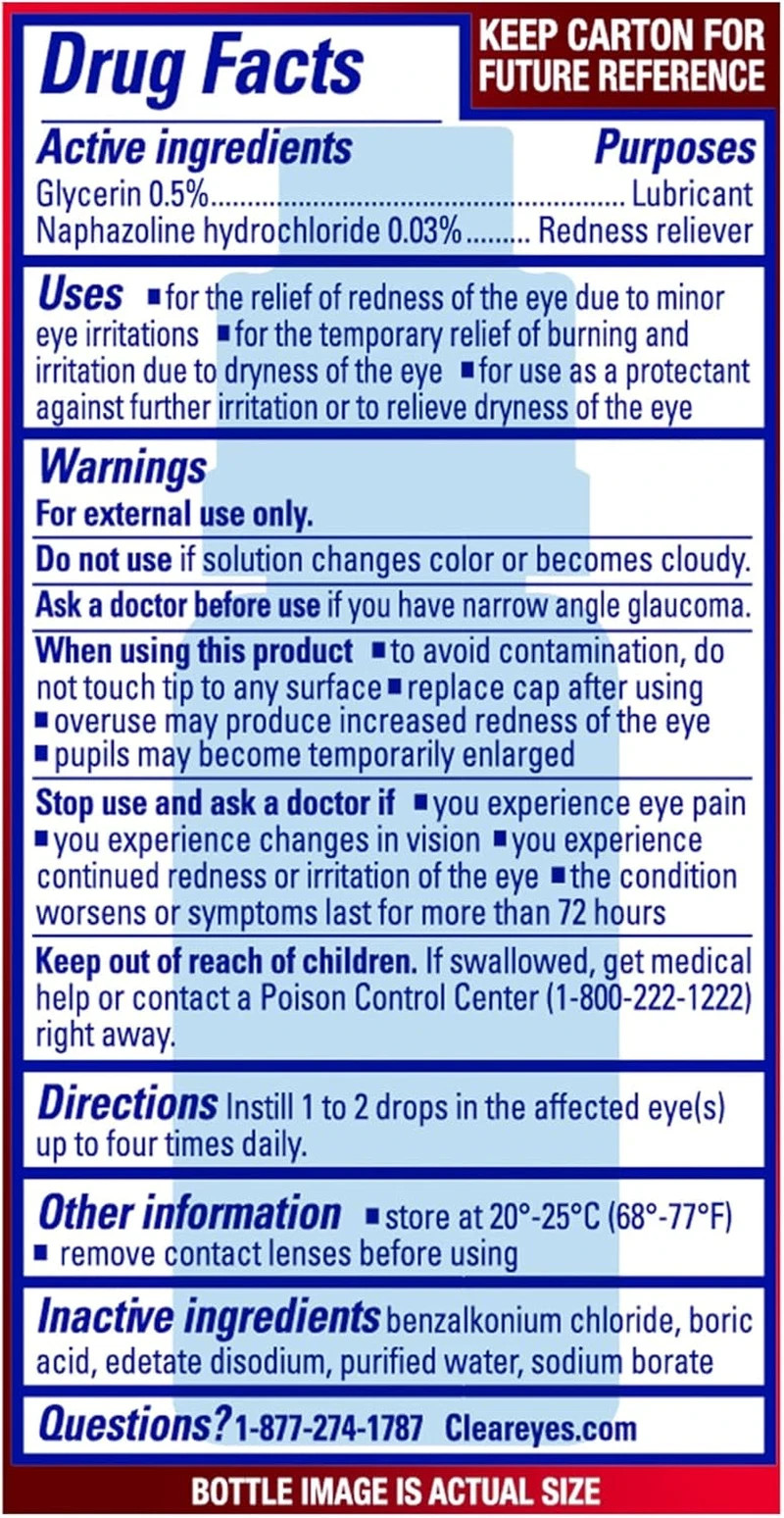 6 Pack Clear Eyes Maximum Strength Redness Relief Eye Drops 0.5 Oz Each