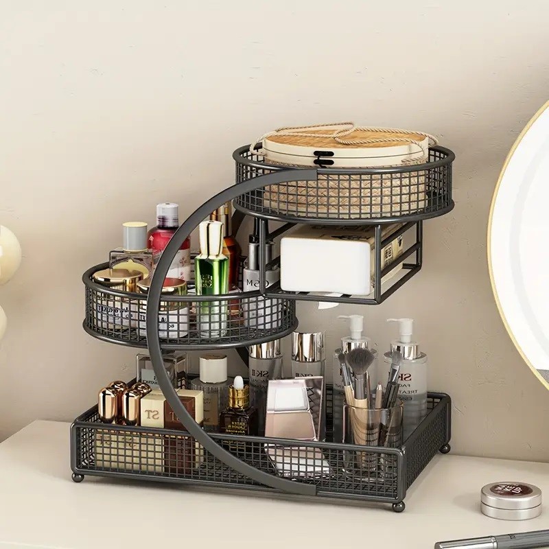 3 Tiers Makeup Rack Bathroom Skincare Shelf Organizer Bedroom Save Space Holder