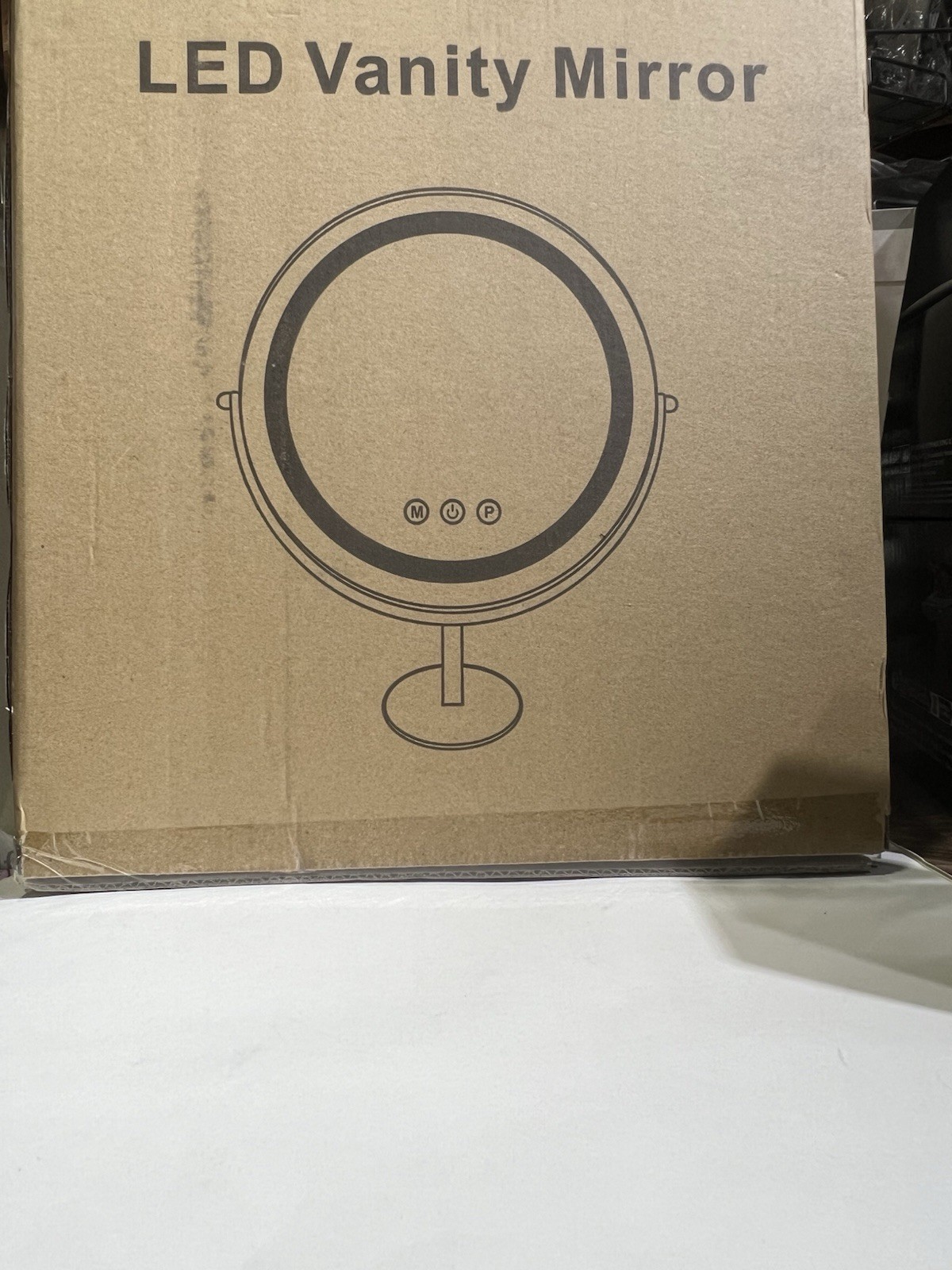 HUQIJU LED Lighted Makeup Mirror 13in White Dimmable Touch 360° Rotating