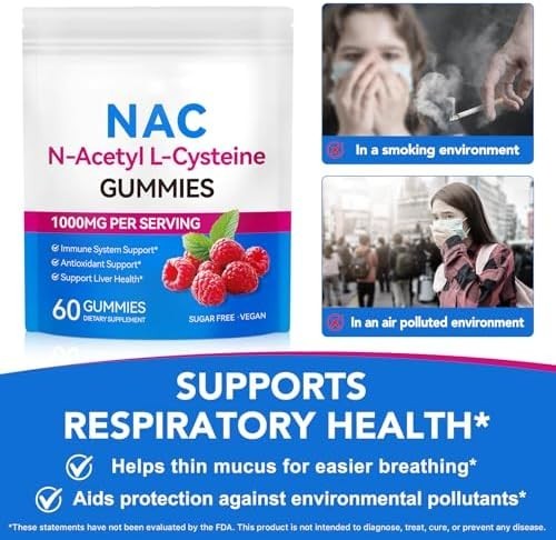NAC Gummies for Adults & Kids 1000Mg – Chewable NAC Supplement N-Acetyl Cysteine