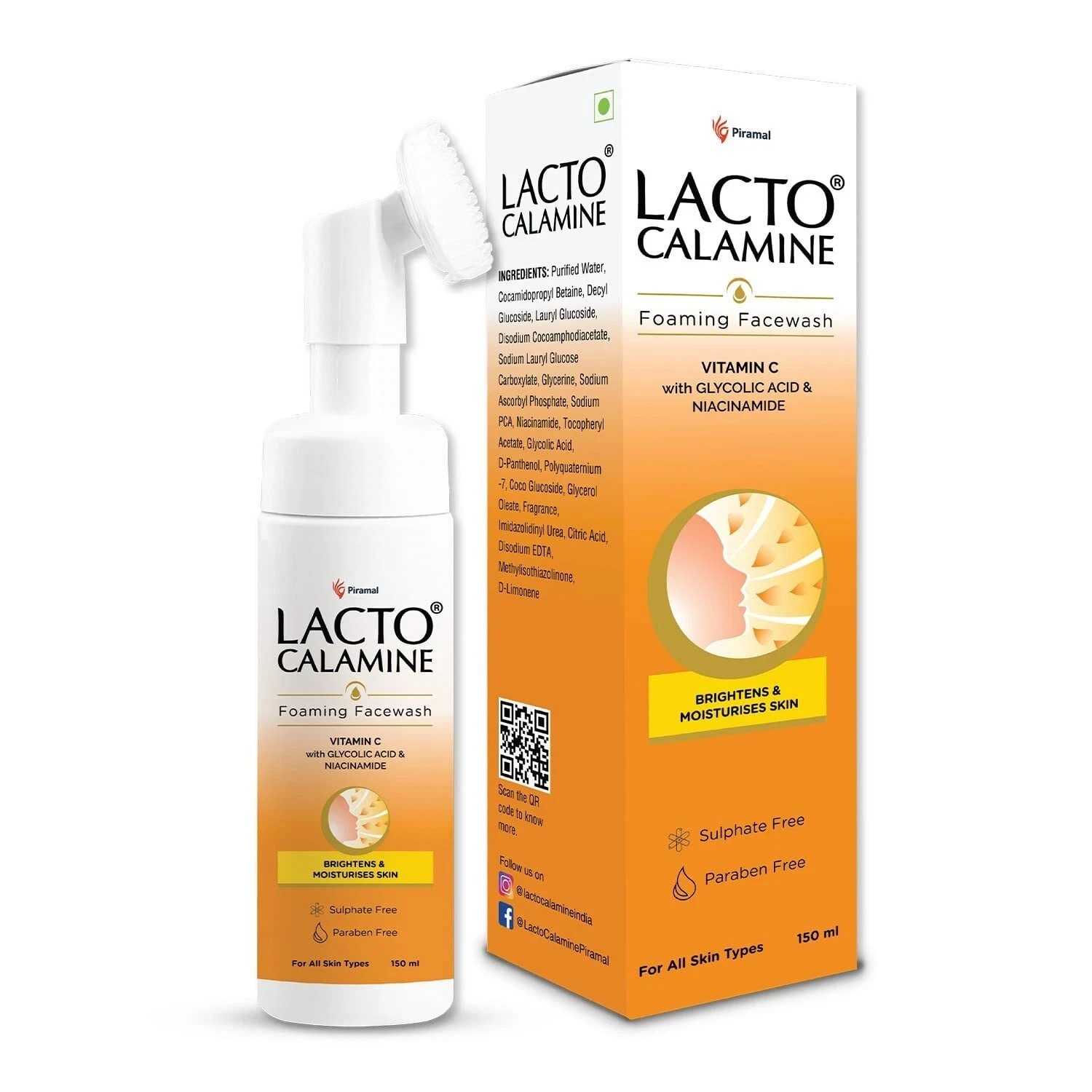 Lacto Calamine Vitamin C Foaming Face Wash Glowing Skin 150ml
