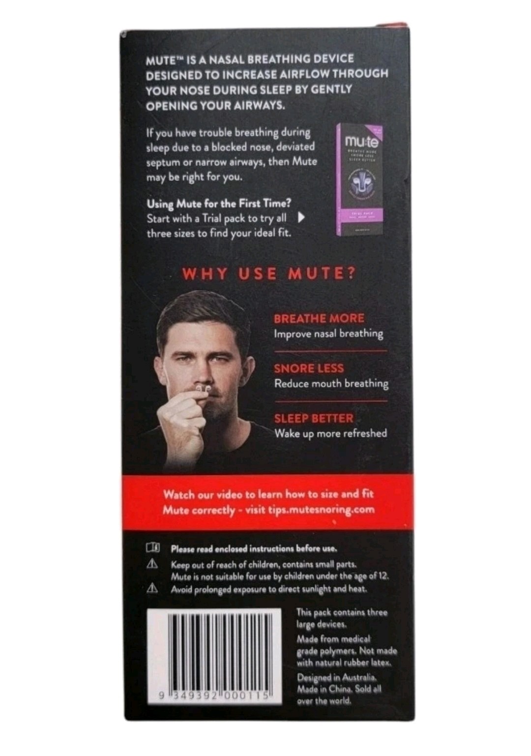 Rhinomed Mute Nasal Dilator 3 Pack Size Large New