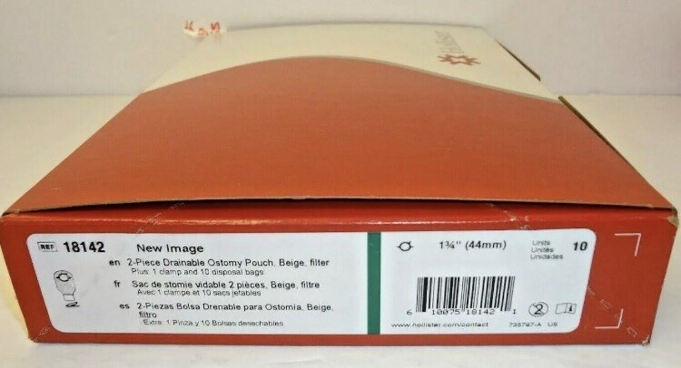 HOLLISTER 18142 1 Box/10 EA New Image Drainable Pouch 1-3/4″ Ostomy Colostomy