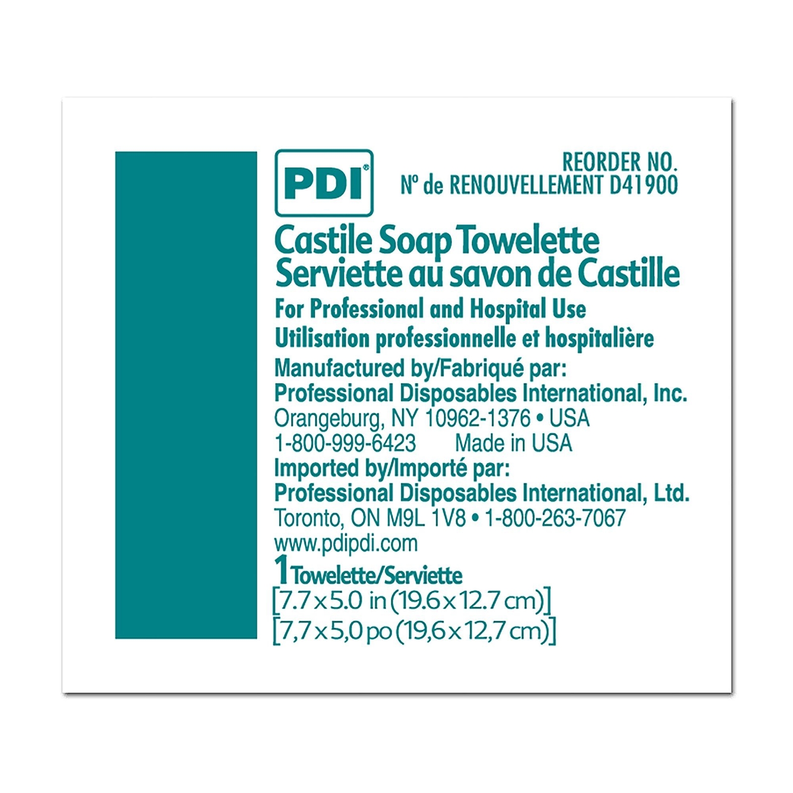 PDI Scented Castile Soap Towelettes, Individual Packet (CS/1000)