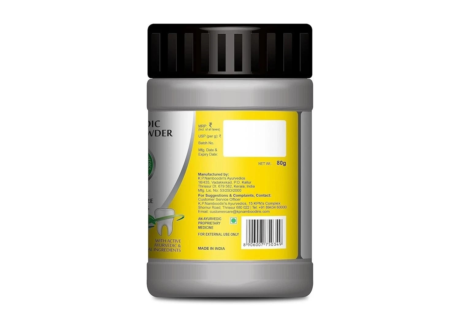 K P NAMBOODIRIS Dantadhavanachoornam, 80 Gm