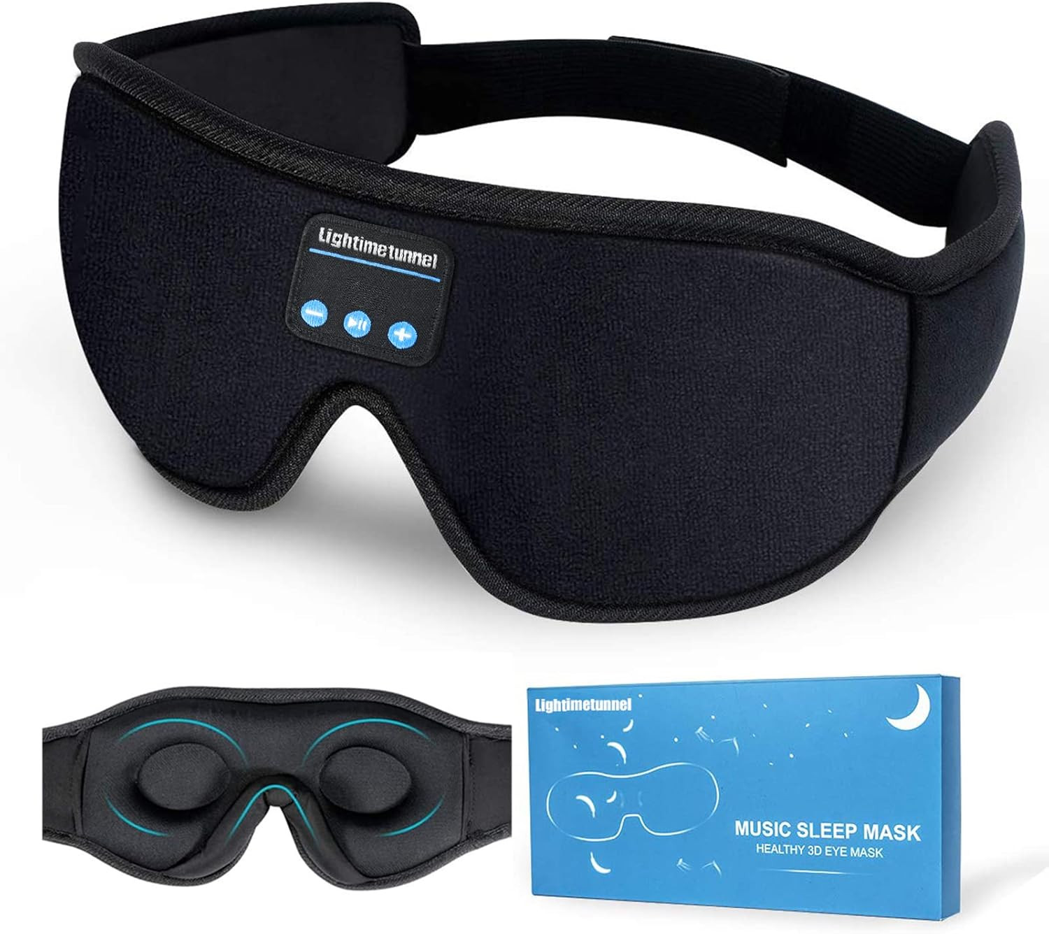 Sleep Headphones, Bluetooth 5.0 Wireless 3D Eye Mask, Lightimetunnel Washable Sl