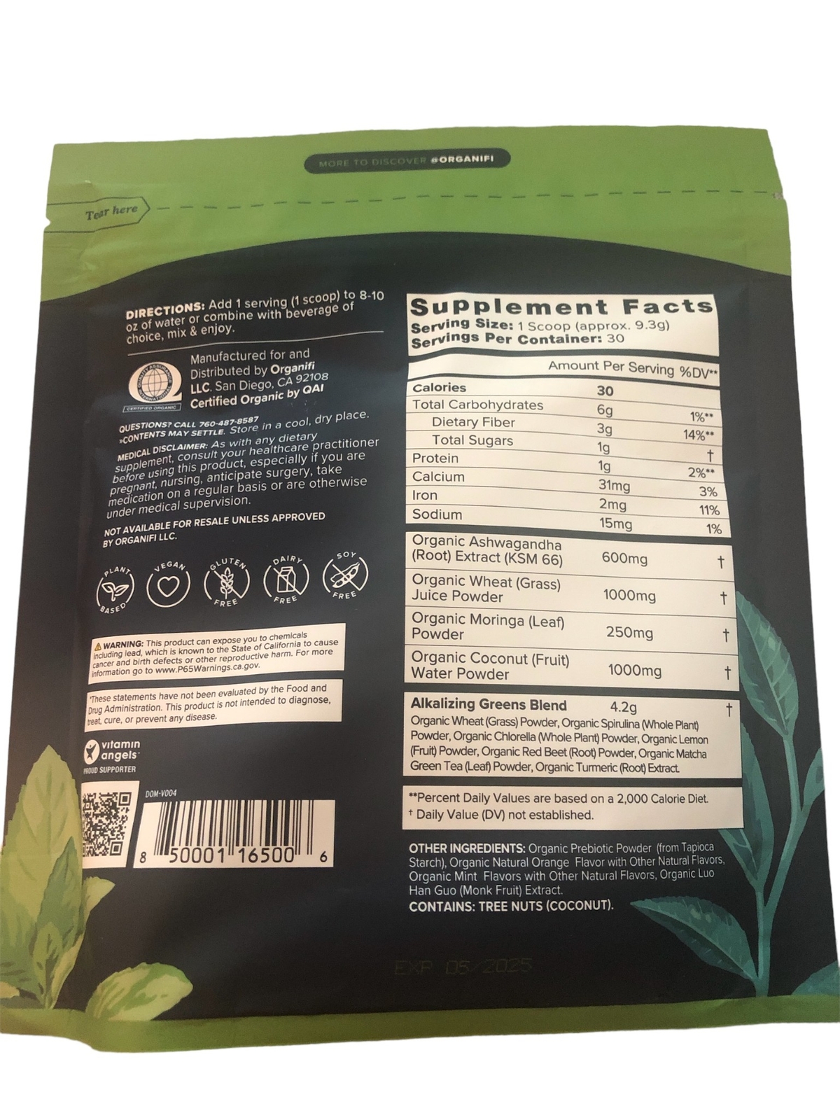 Organifi GREEN JUICE Superfood Powder Dietary Supplement Super Food exp. 3/2026