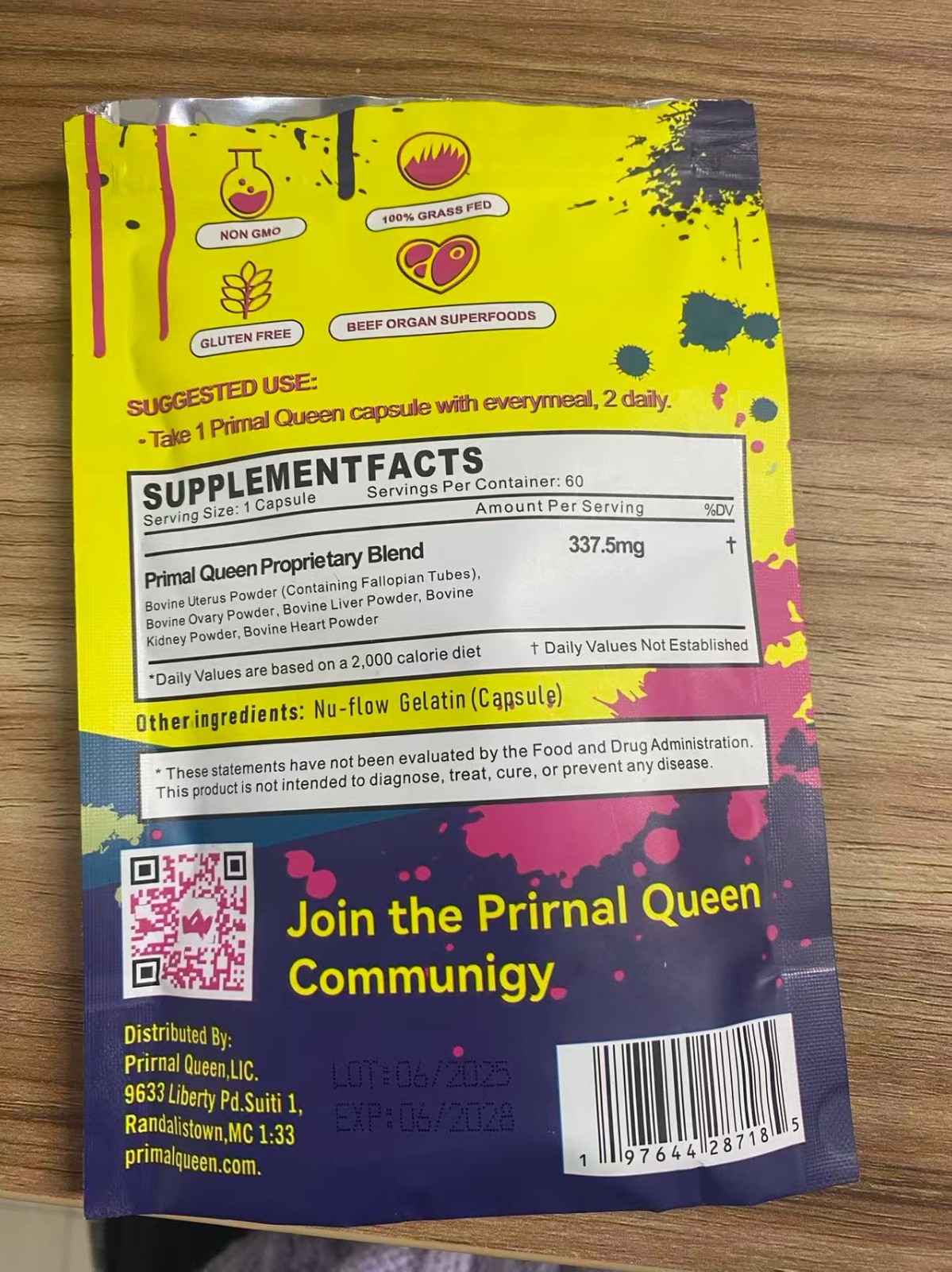 3pcs Primal Queen Supplement for Women 60 Counts Beef Organ – 1 Month Supply
