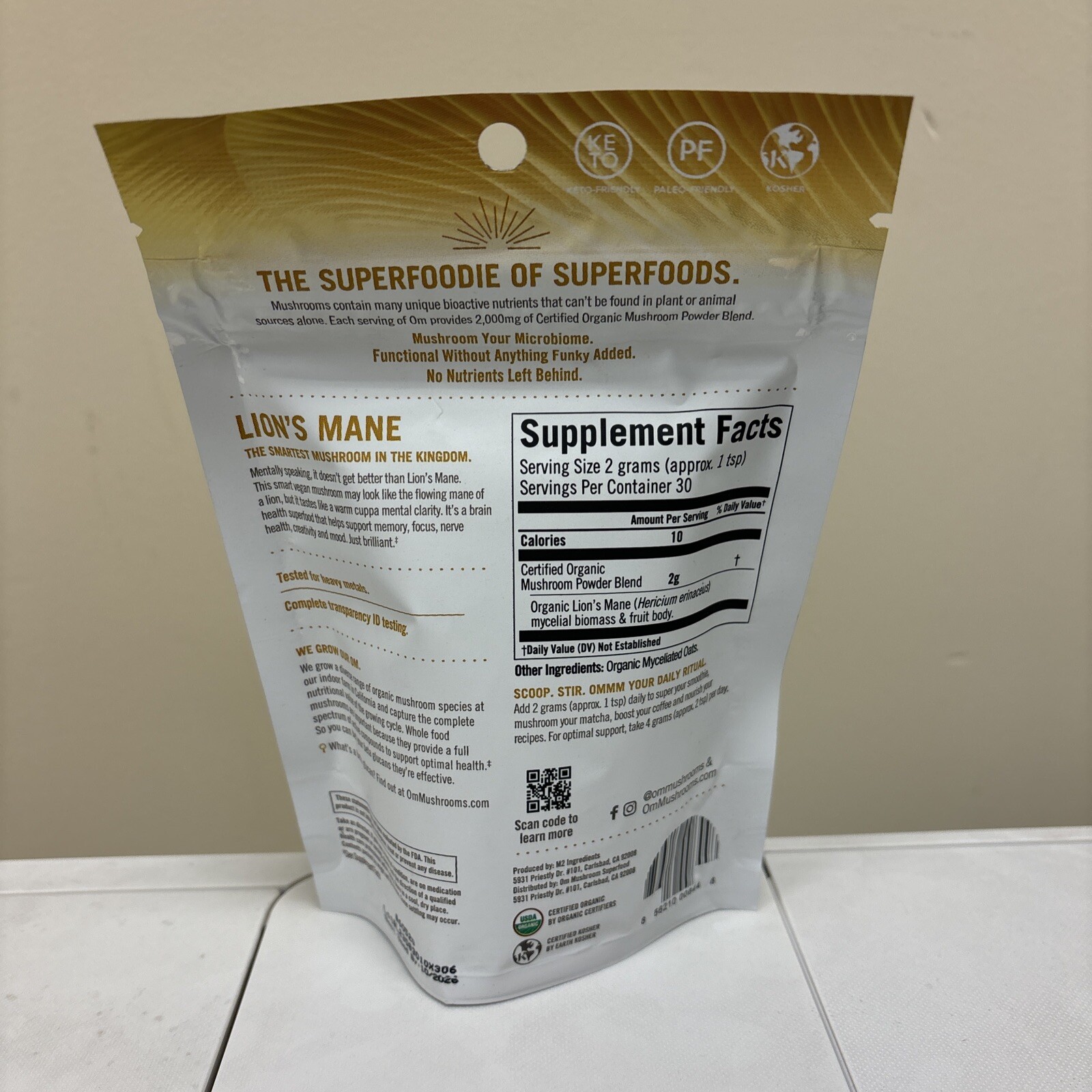 Mushroom Superfood Powder Lion’s Mane 60 Grams By Om Mushrooms