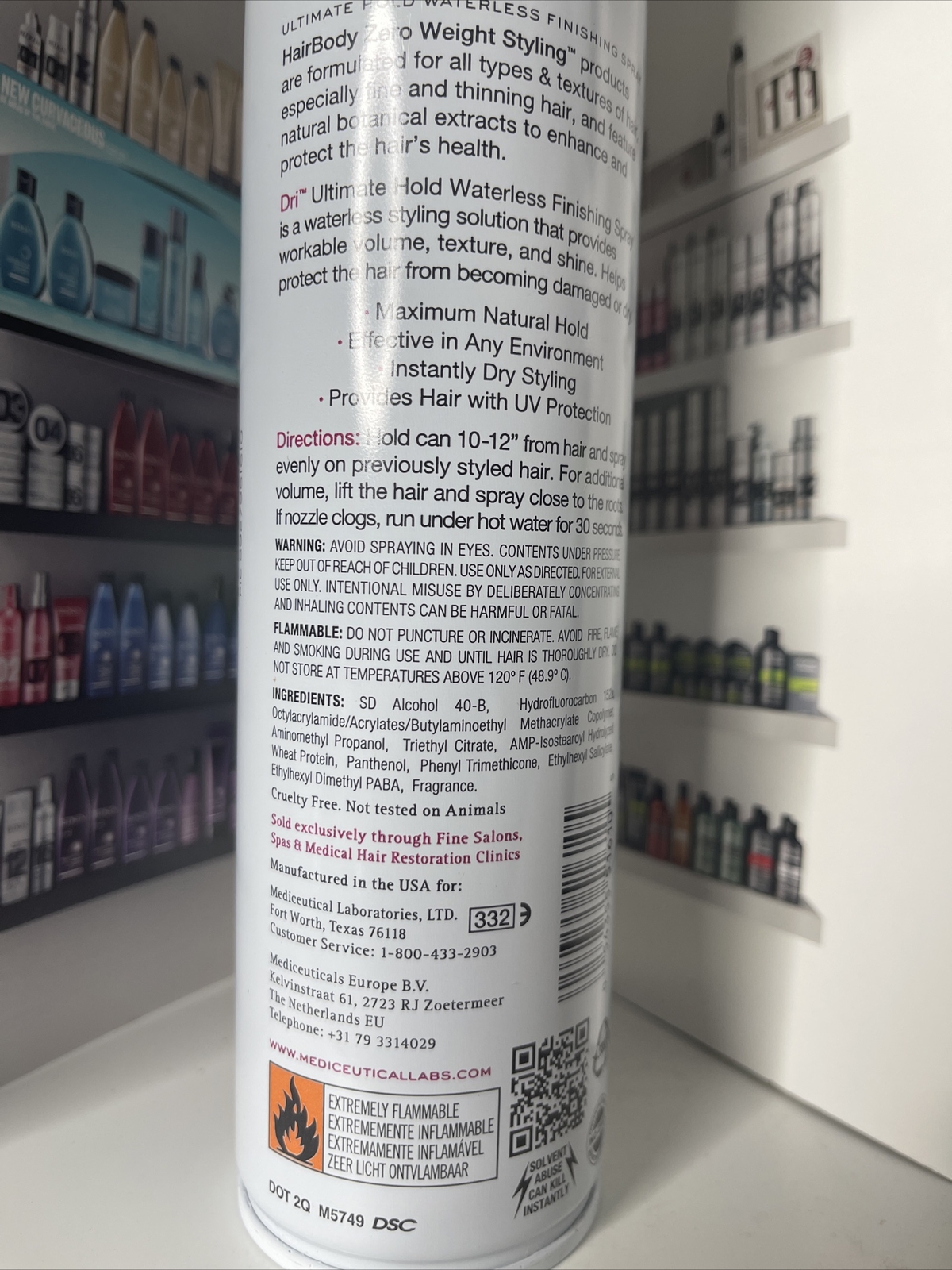 Mediceuticals Hairbody Dri Ultimate Hold Waterless Finishing Spray-11.2 oz