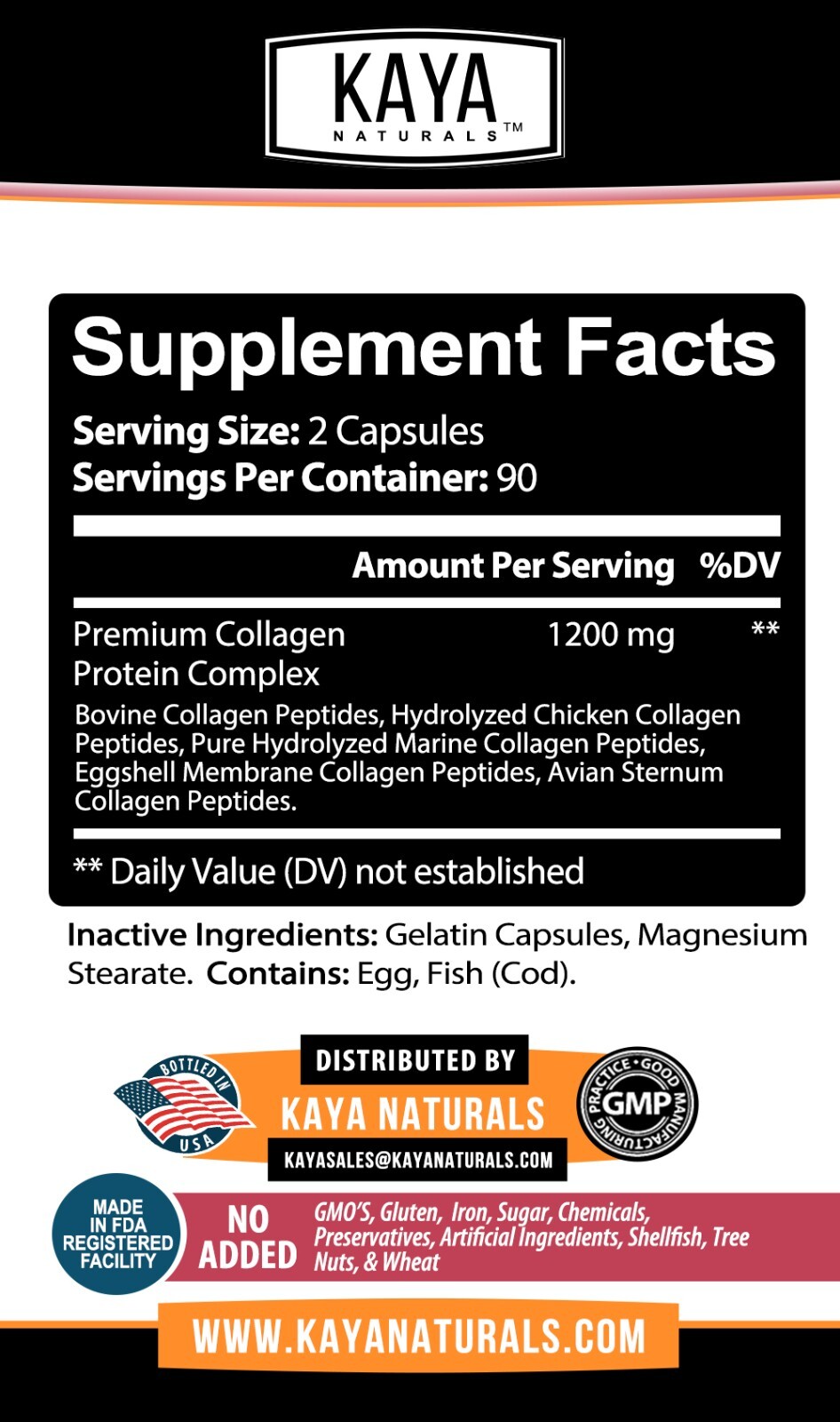 COLLAGEN PEPTIDES Types I, II, III, V, X 180ct Pills Anti-Aging Skin Capsules
