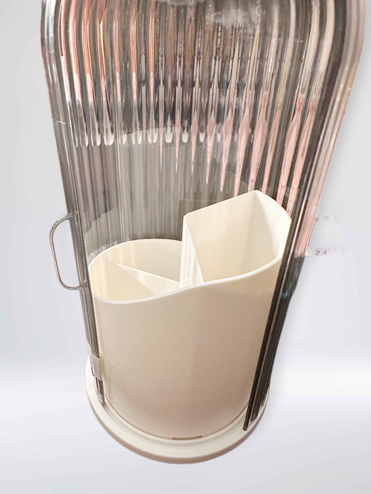 NEW Clear Dust Proof 360 Deg Rotating Makeup Brush Holder, Organizer White Base