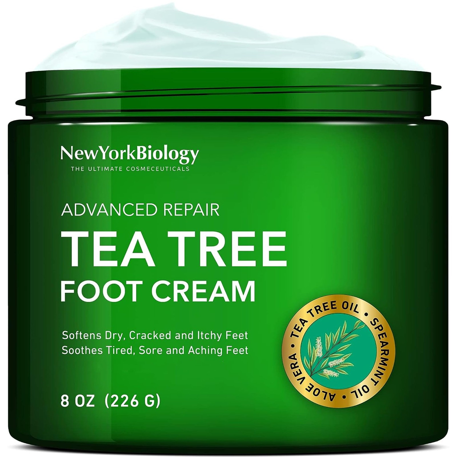 New York Biology Tea Tree Oil Foot Cream for Dry Feet Athletes Foot Nail Fu