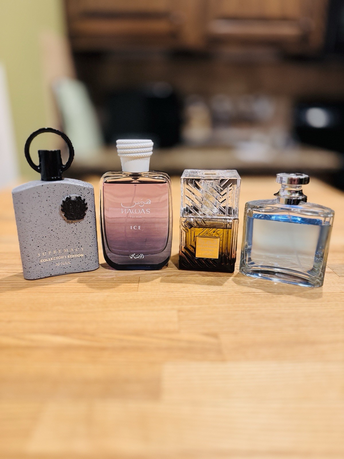 Men’s Fragrance Bundle: Supremacy, Hawas Ice, Khamrah Qawhe, Nautica Voyage