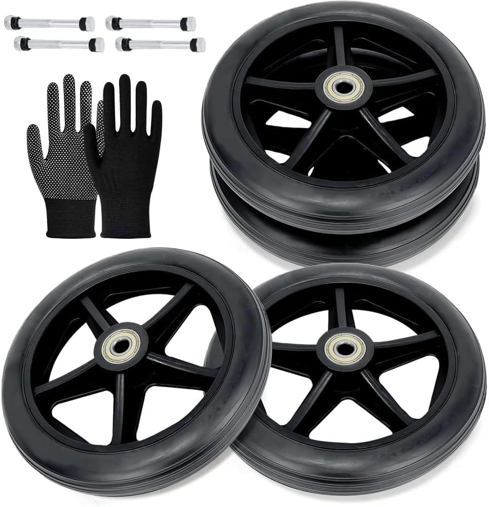 4 Pack 6″ Solid Front Caster Wheels for Walkers, Heavy-Duty Office Wheelchair Fr