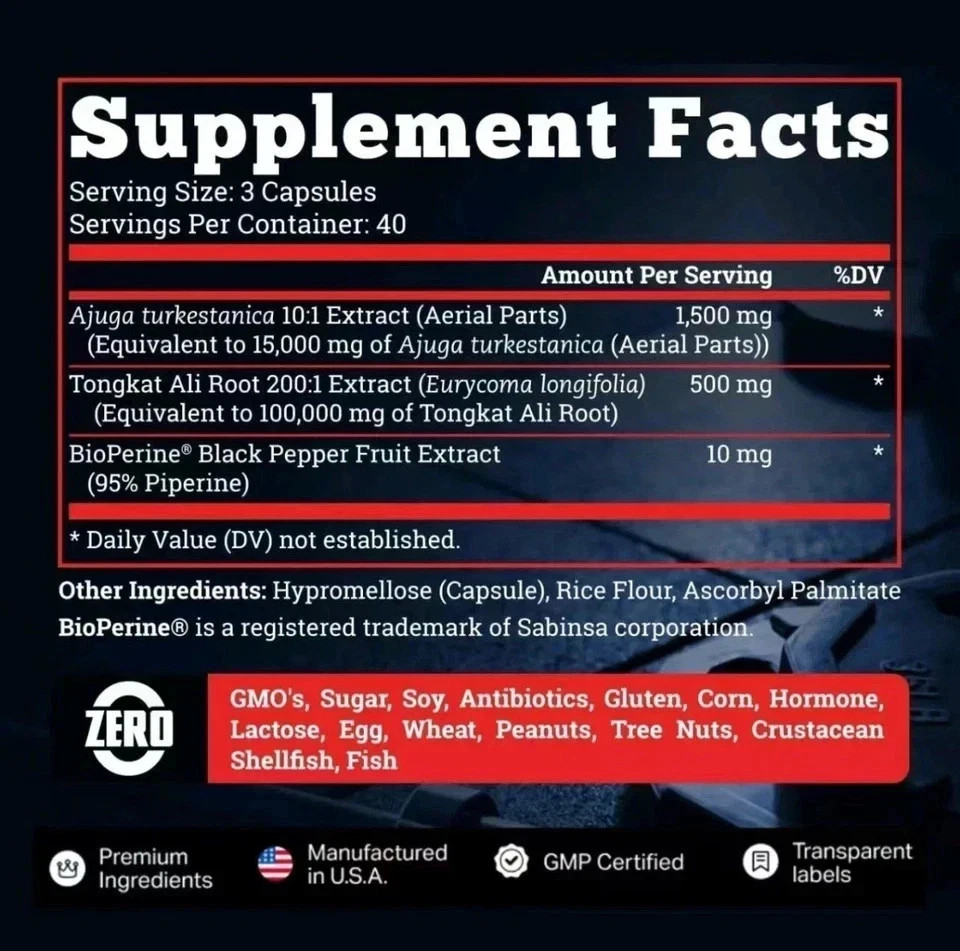 Turkesterone 15.000mg, 120 Capsules – Non-GMO & Gluten Free Supplement