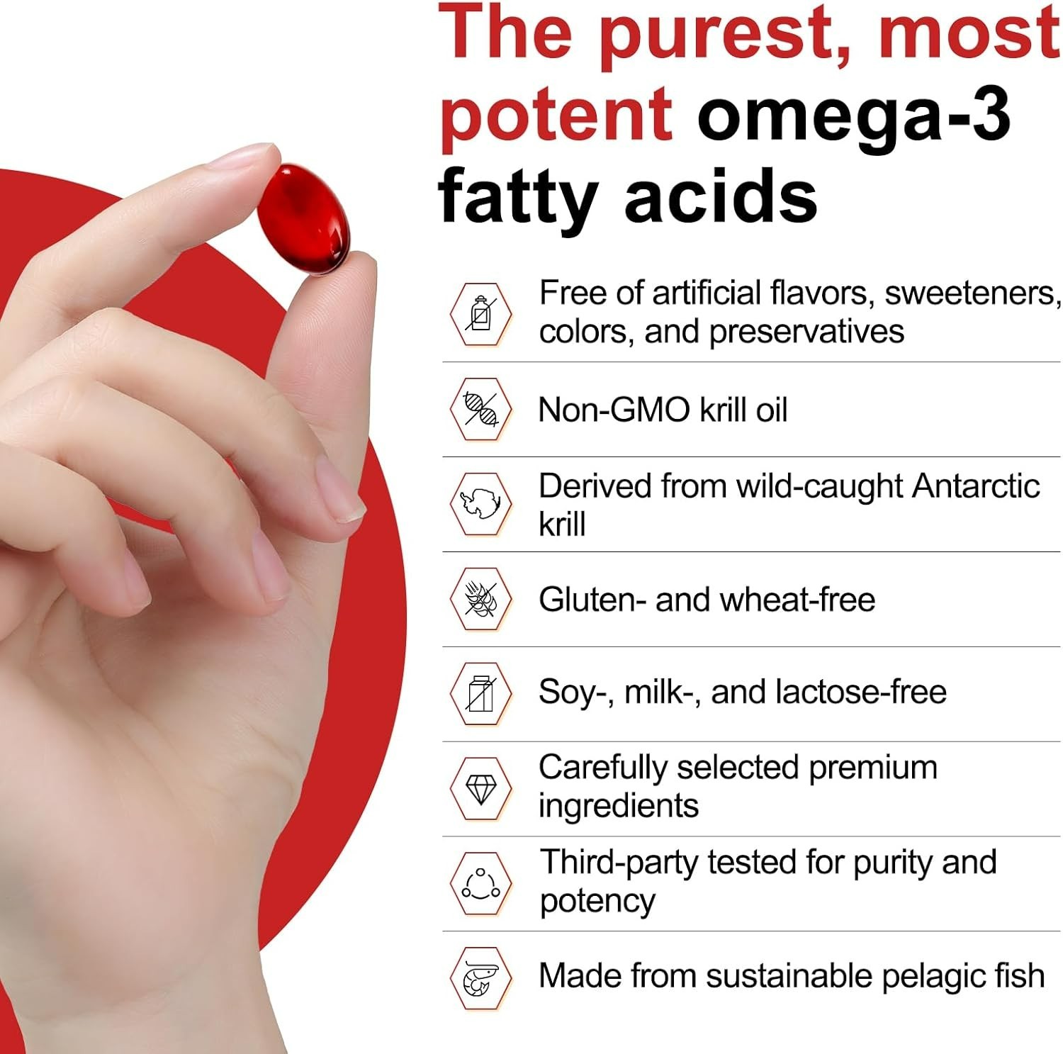 60 Count Omega 3 Krill Oil – Antioxidant Joint & Heart Health, No Fishy Taste