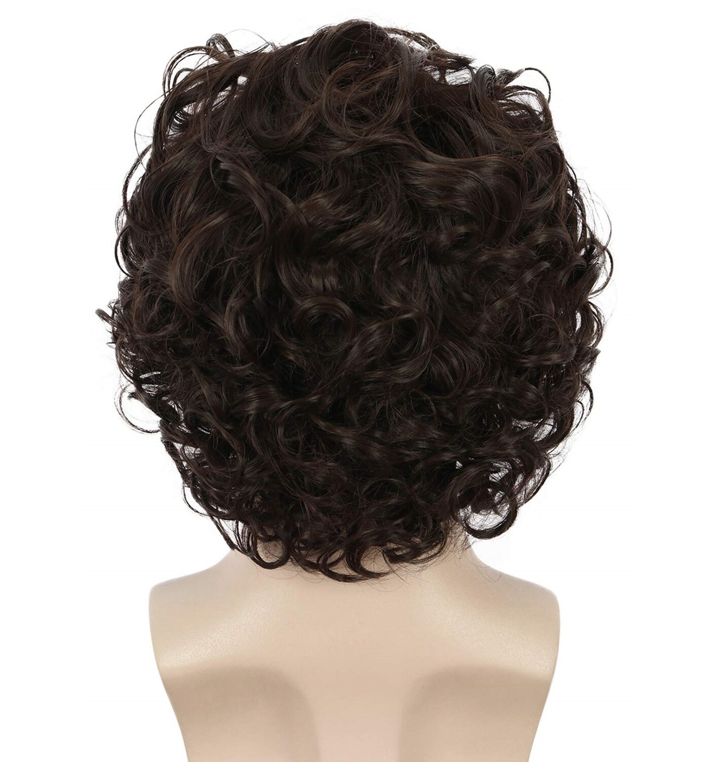 Men Brown Short Curly Wig Fluffy Synthetic Fiber Hair Wigs for Men Daily Wig US