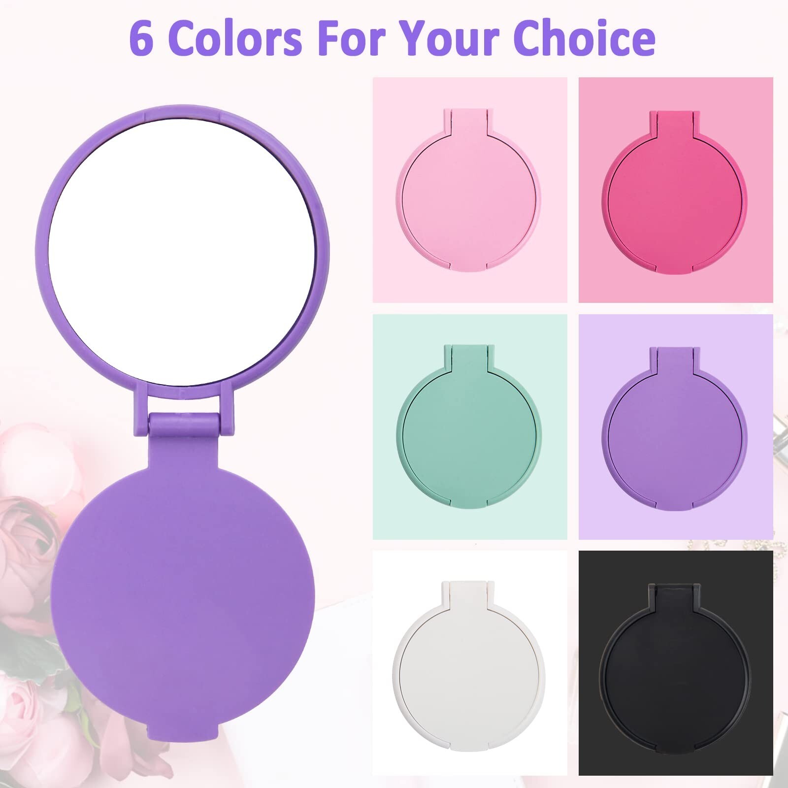 12 Pcs Mini Folding Mirror Round Compact, 2.4 in Small Portable Travel Makeup…