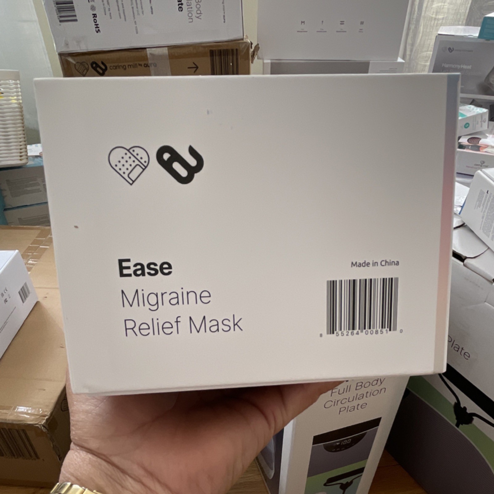 Caring Mill by Aura Ease Migraine Relief Mask Bluetooth 5-Modes Gray Battery