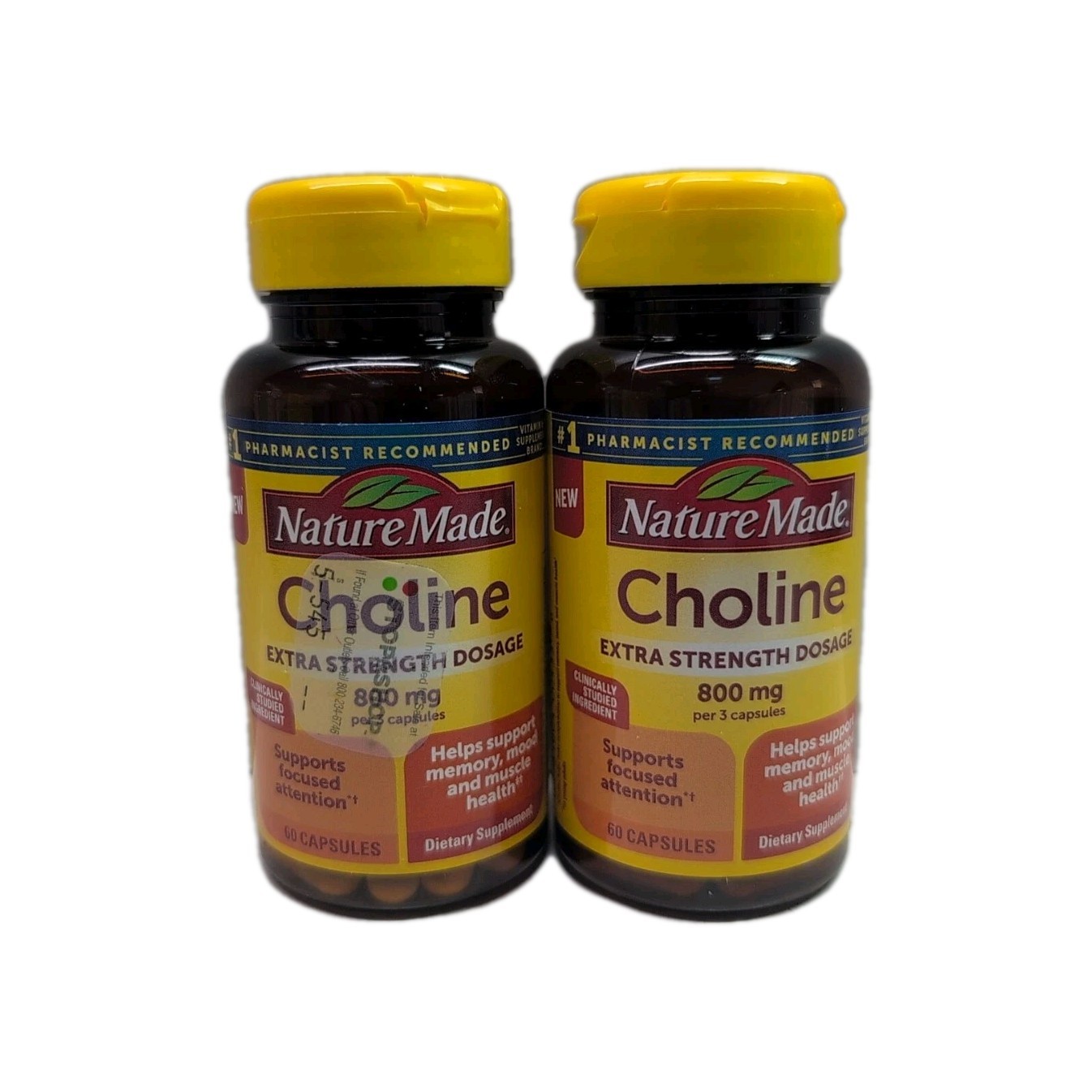(2) Nature Made CHOLINE Extra Strength 800mg 60 Capsules Each. Exp: 04/2026+