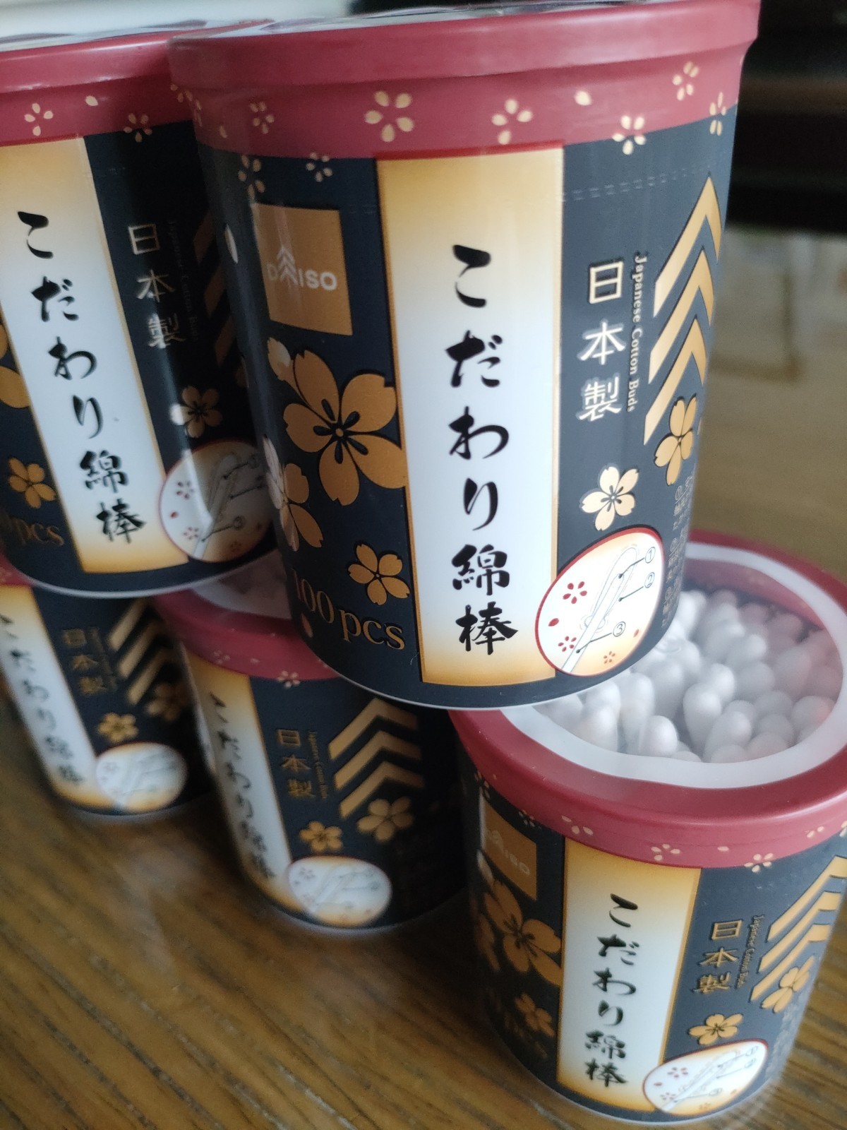 DAISO Japanese Premium Cotton Buds 100pcs x5 Sakura Design Made in Japan New