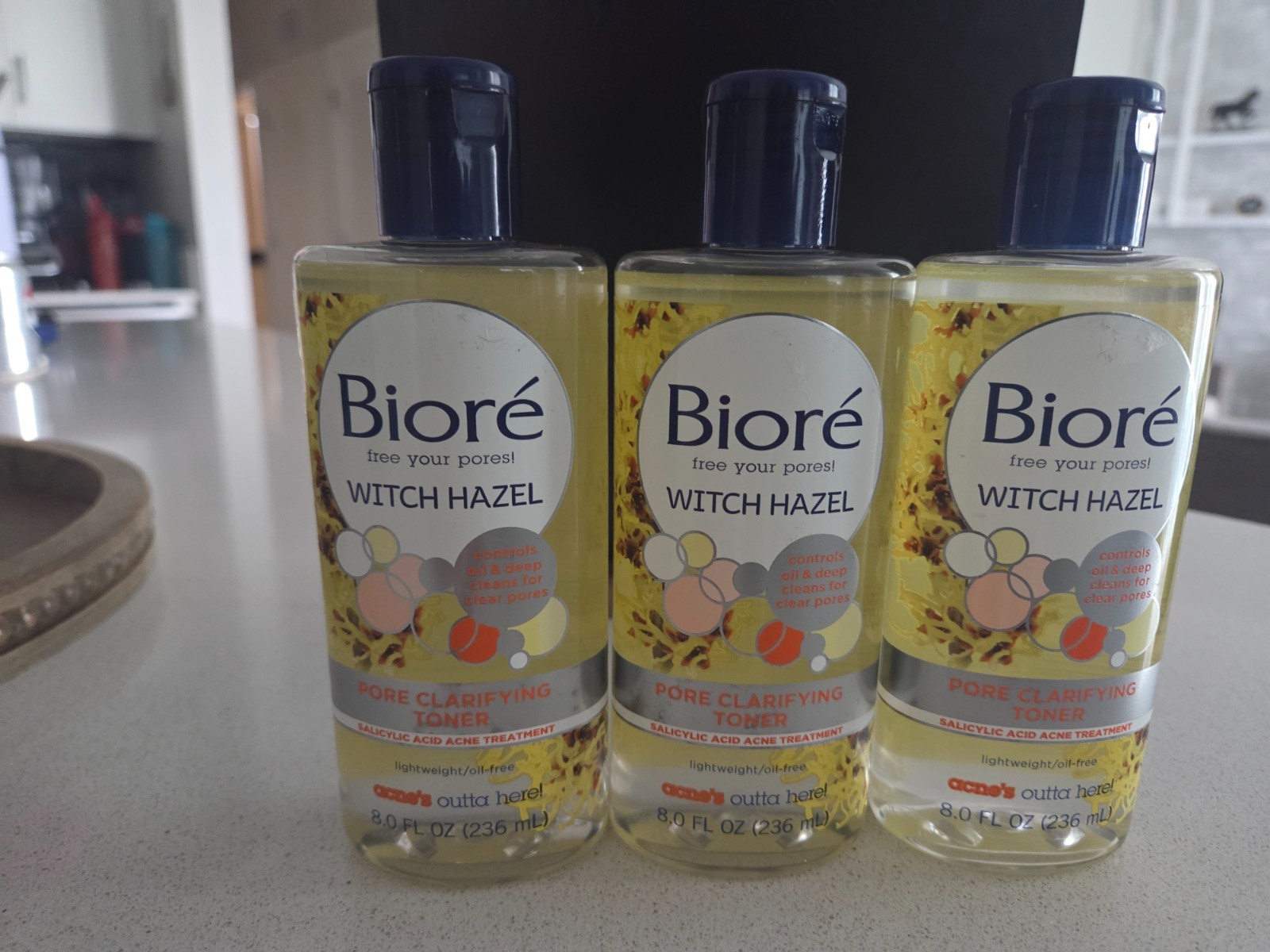 Biore Witch Hazel Pore Clarifying Toner 8oz / 236ml Each (3 Pack)- New