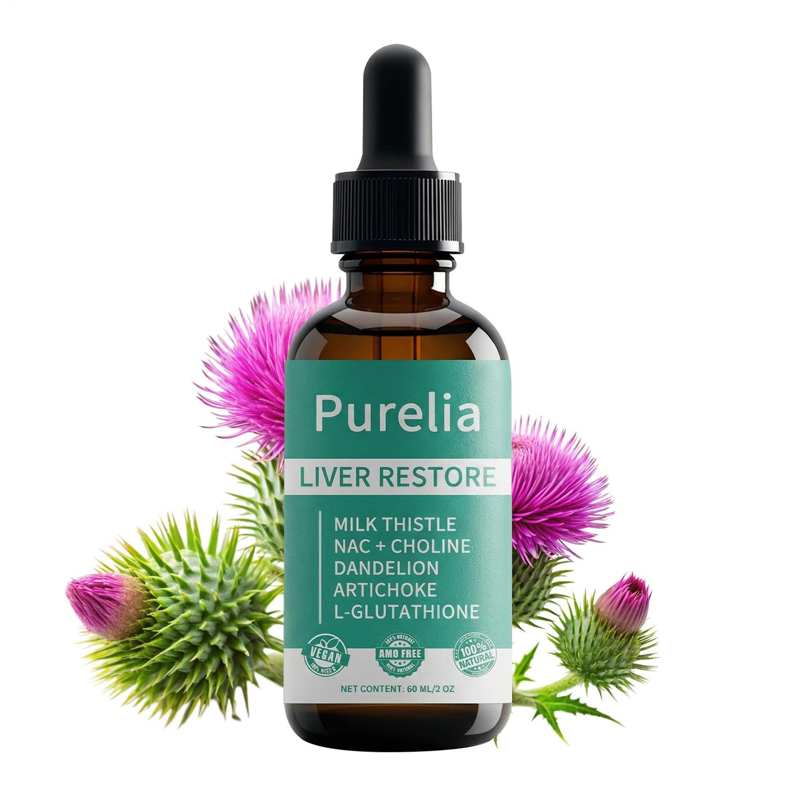Purelia Liver Restore, Complete Liver Support Supplement With Milk Thistle 60ml