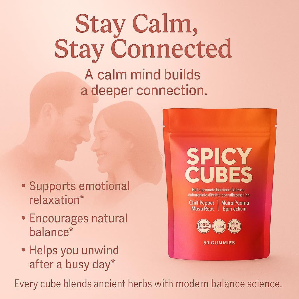 Spicy Cubes Hot Peach Gummies With Chili Pepper, Maca Root And Muira Puama Gummy