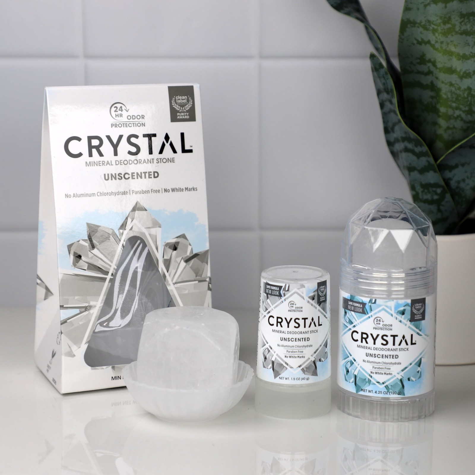 Crystal Mineral Deodorant Stick, Unscented 4.25 Ounce (Pack of 3), White