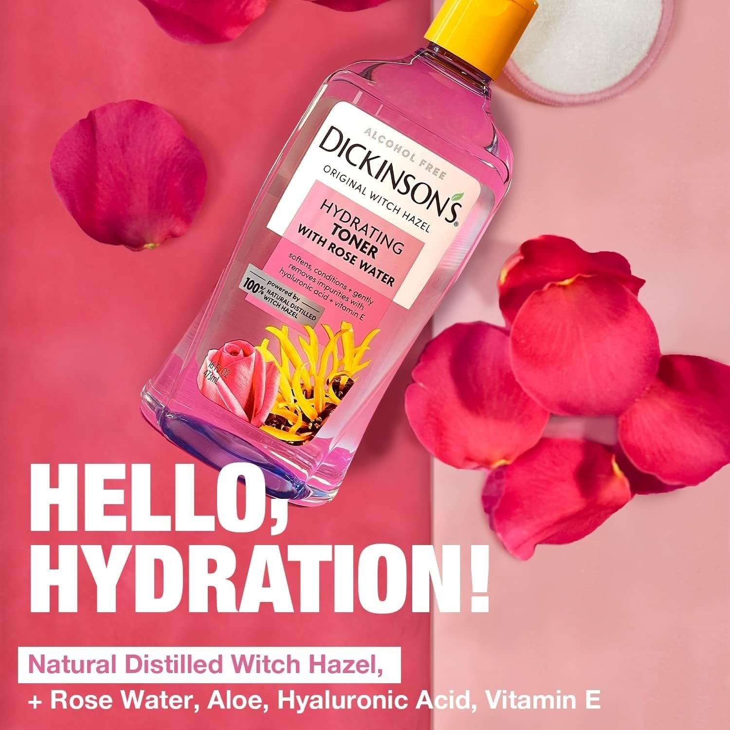 Dickinson’s Enhanced Witch Hazel Hydrating Toner with Rosewater, Alcohol Free