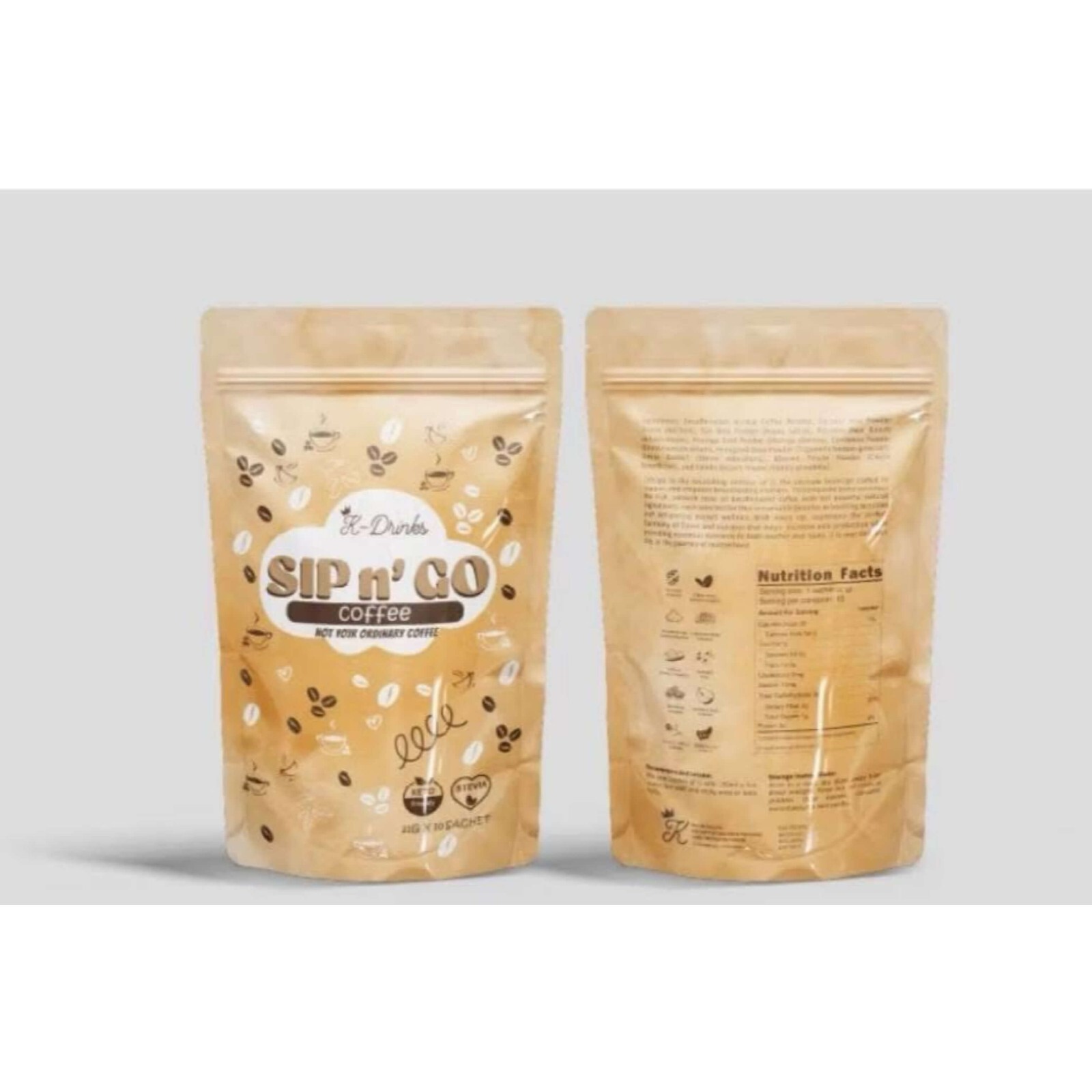 K-Drinks Sip N’ GO Coffee Keto Instant Mix w/ Stevia 22g x 10 Sachets