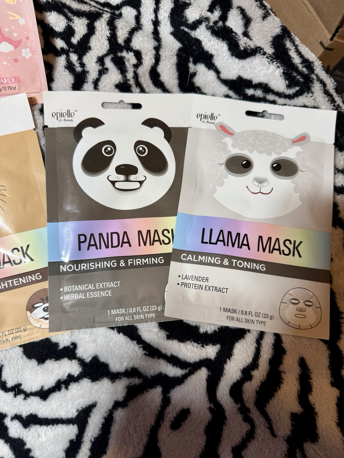 Epielle Animal Face Mask Bundle Panda Otter Cheetah Llama Sakura Spa Gift Set