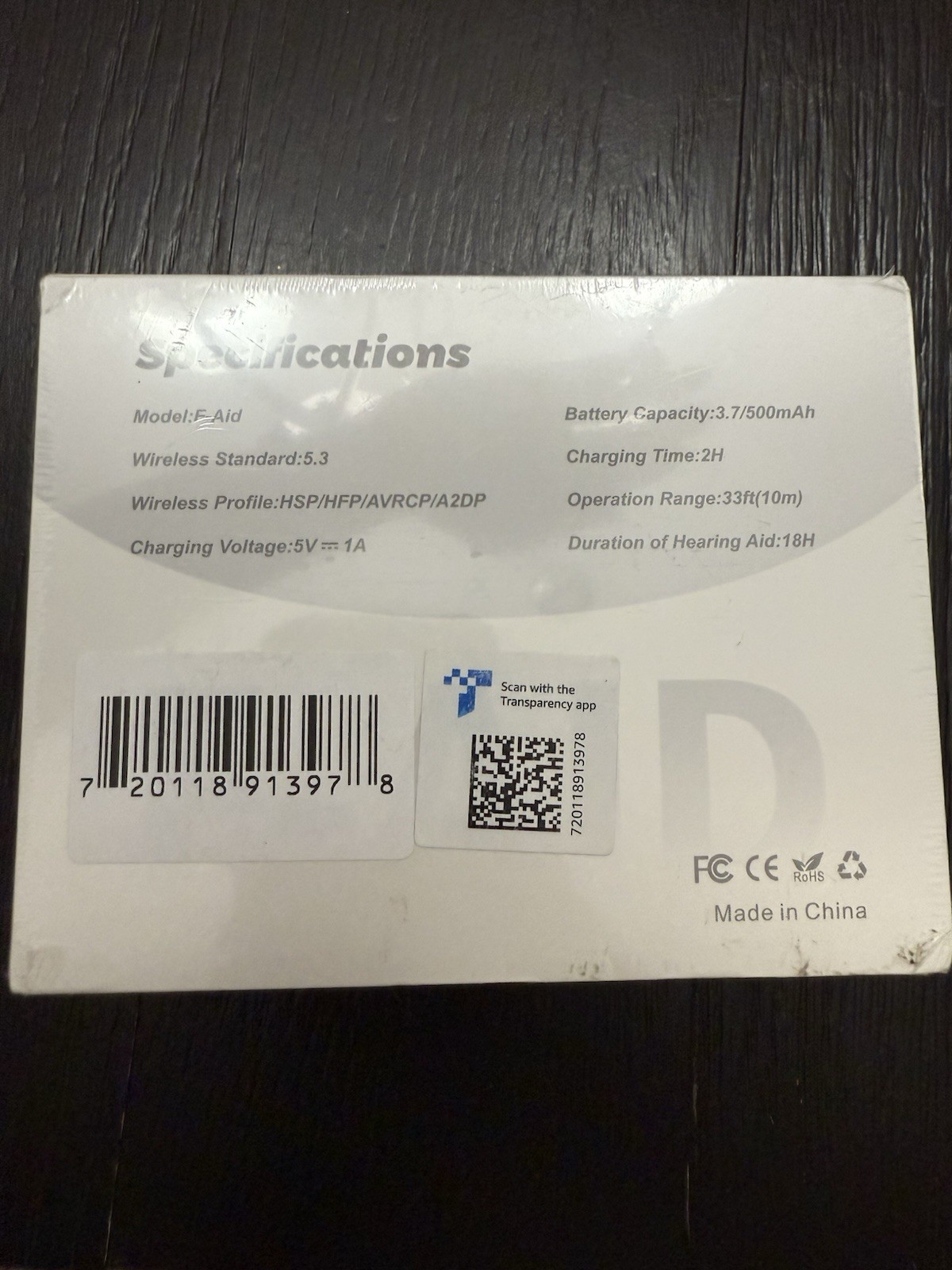 NEW/SEALED Royal Hearing F-AID Bluetooth Rechargeable Hearing Aid CLEAR SOUND!