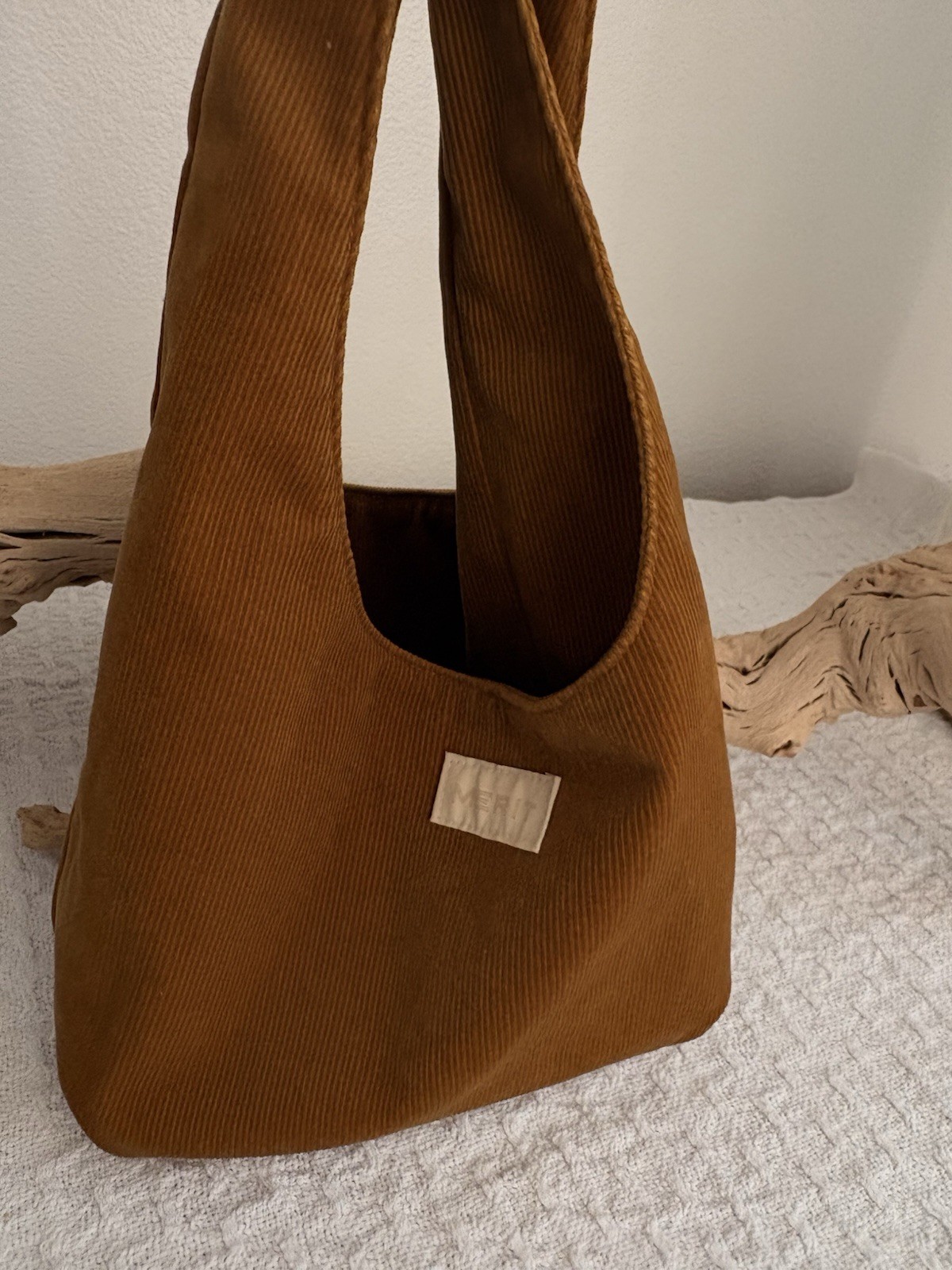 Merit Beauty Brown Makeup Corduroy Bag Tie Top Pouch