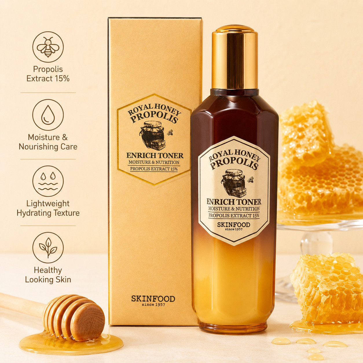 SKINFOOD Royal Honey Propolis Enrich Toner 160ml Hydrating Kbeauty