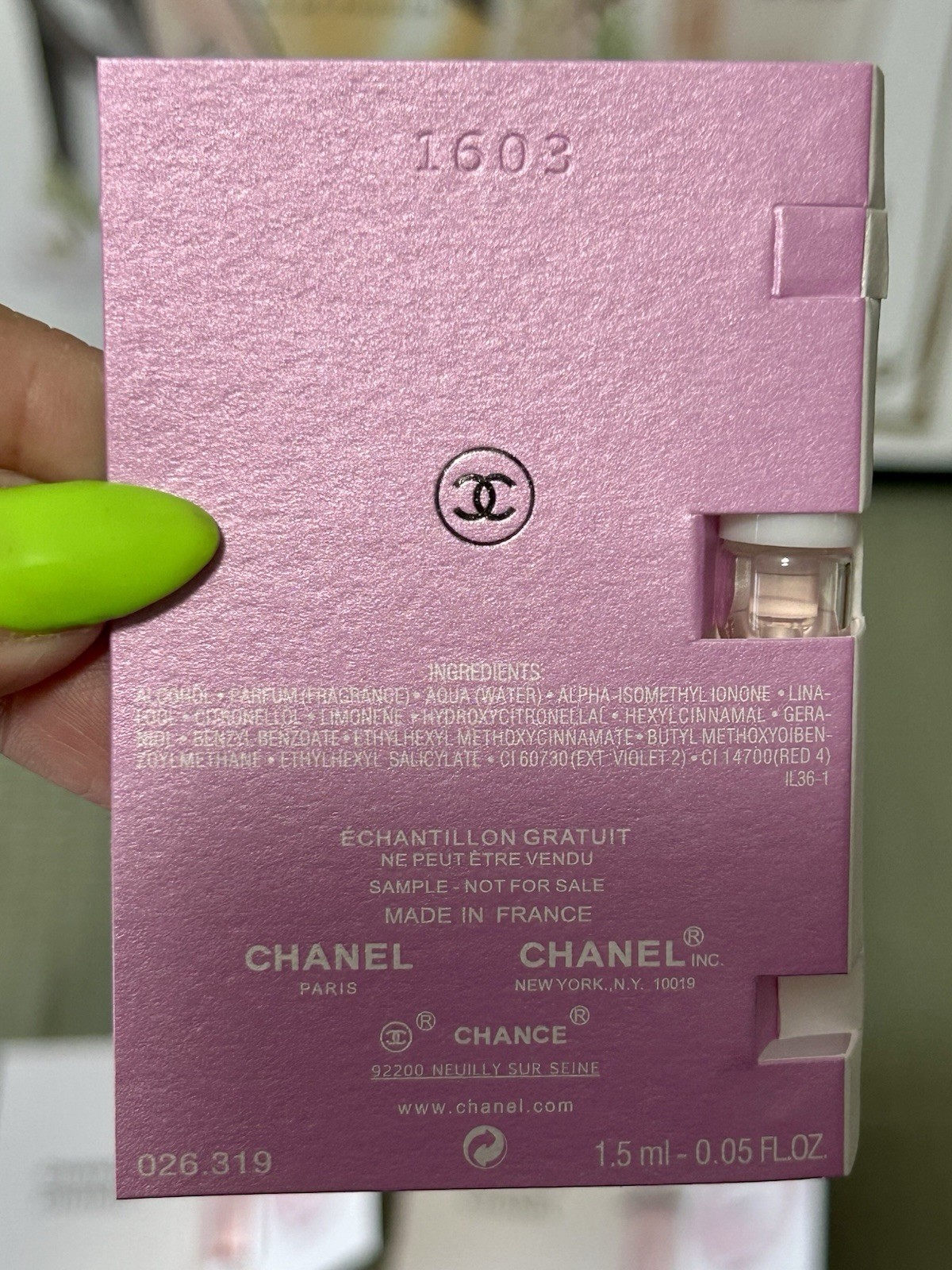 CHANEL Tendré Perfume Samples-3Pcs