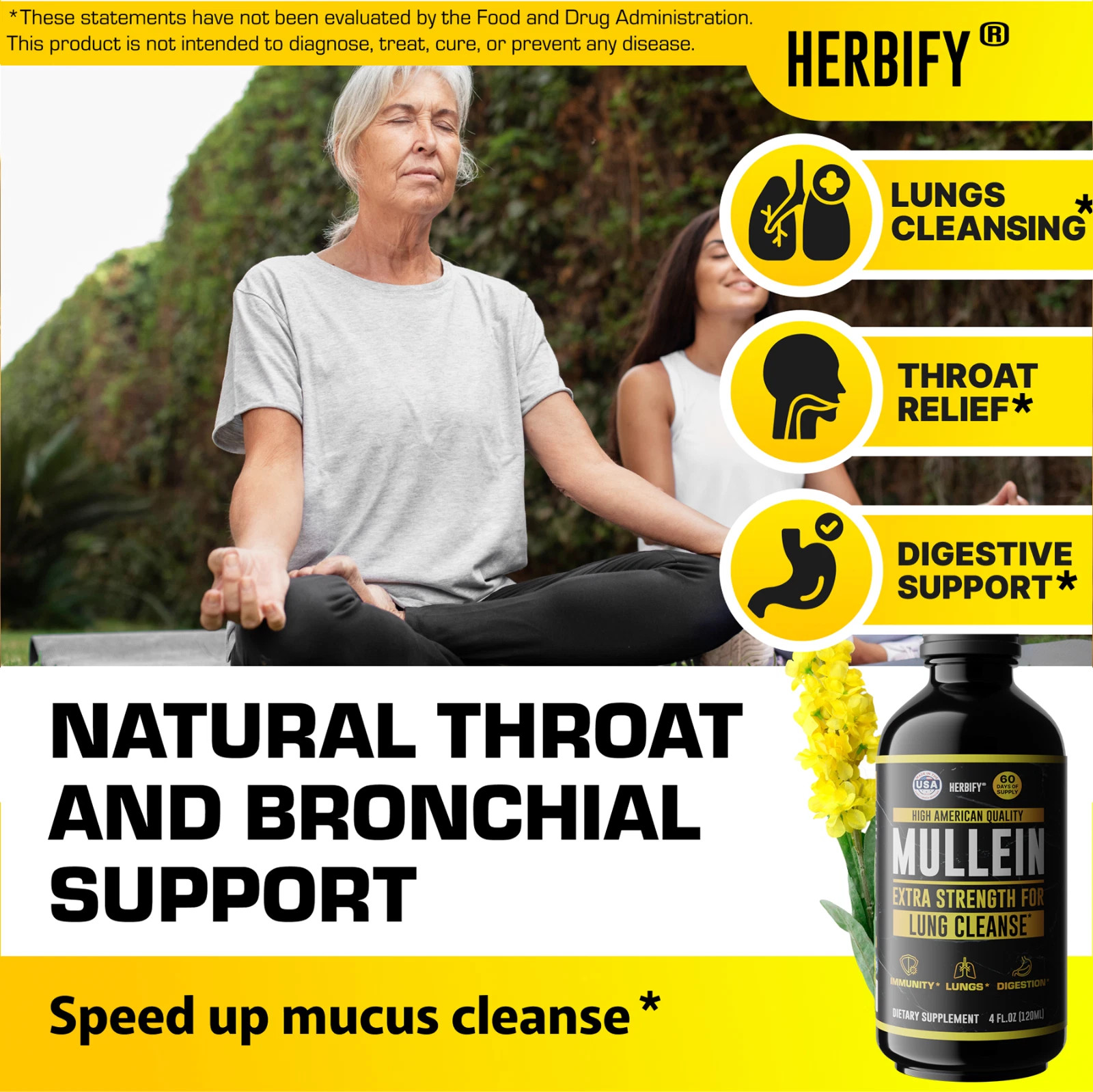 Mullein Drops 4oz Lung Cleanse Detox for Smokers Respiratory Immune Support
