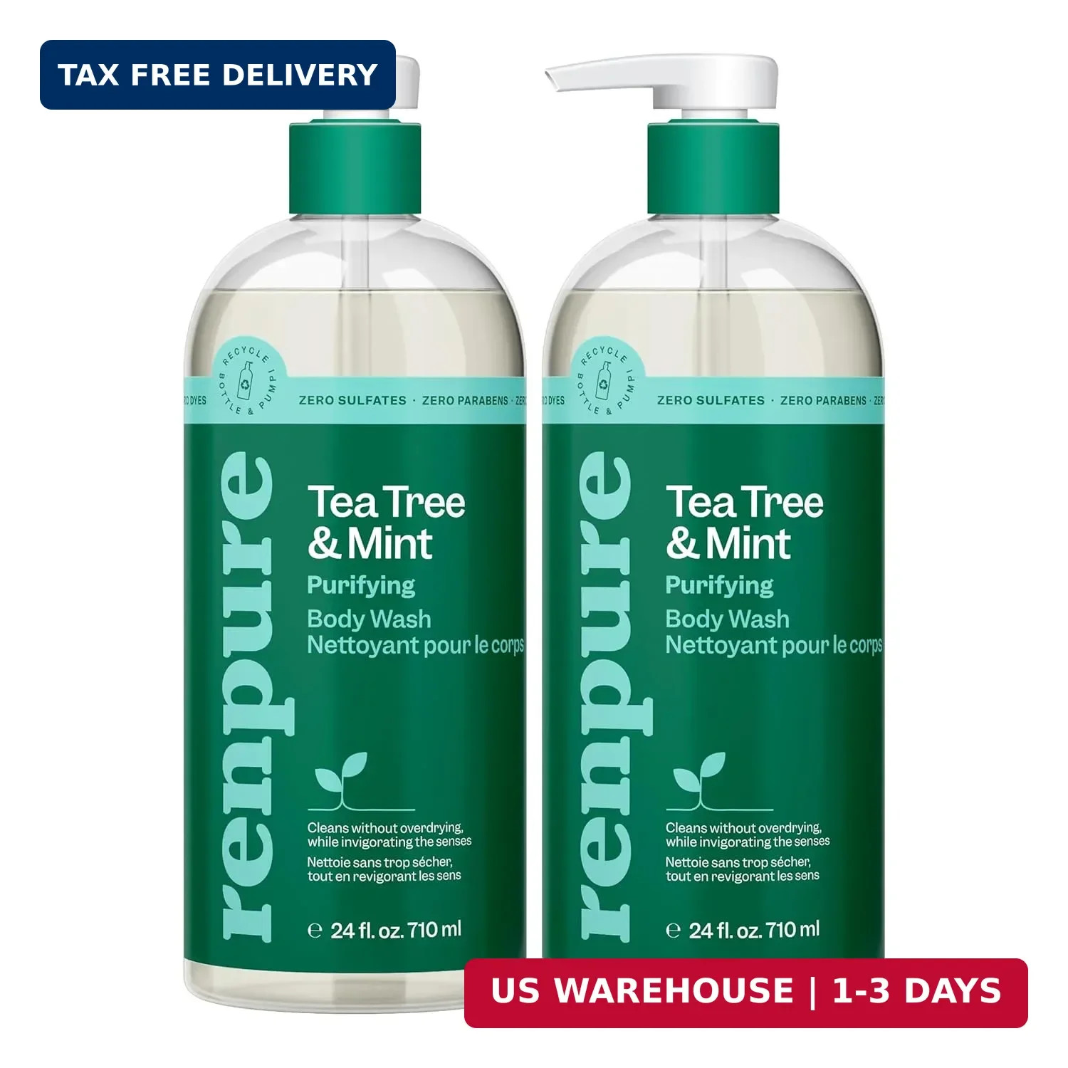 Renpure Tea Tree & Mint Body Wash – Cleanses, Invigorates & Refreshes Skin Witho