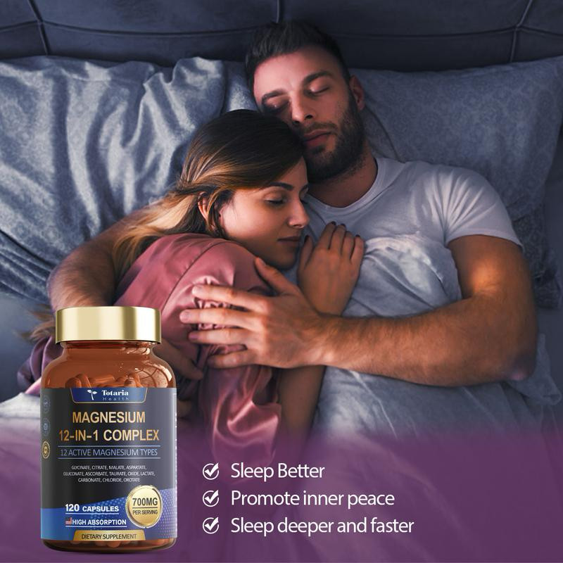 Totaria 12‑in‑1 Magnesium Complex 700mg Advanced Supplement Featuring Glycinate,