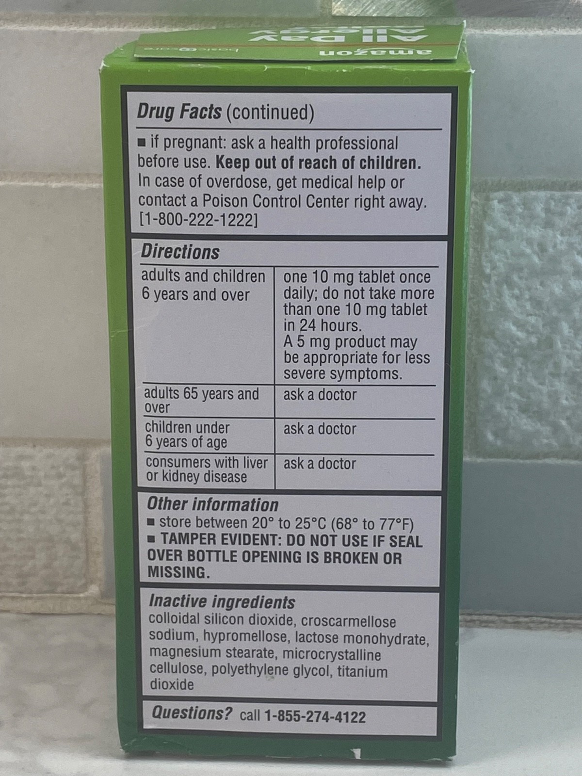 Amazon All Day Allergy Relief Compare To Zyrtec 365 Tablets Exp: 10/2028