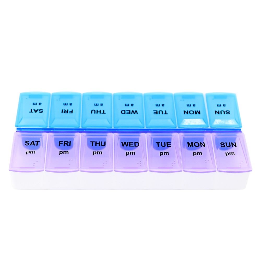 2 Pack Weekly Pill Box Organizer 7 day Organizer Case Medicine Box Twice a Day