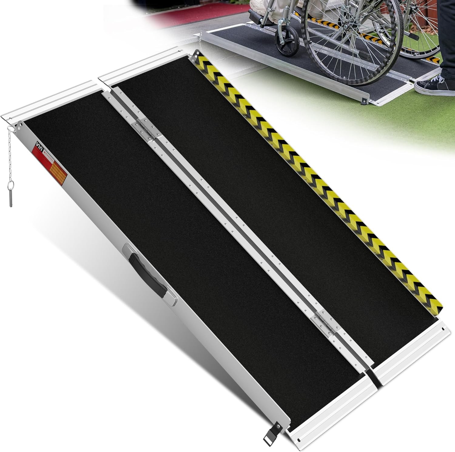 2/3/4/5/6/7/8/10/12FT Home Wheelchair Ramp Non-Skid Folding Aluminum Ramps Steps