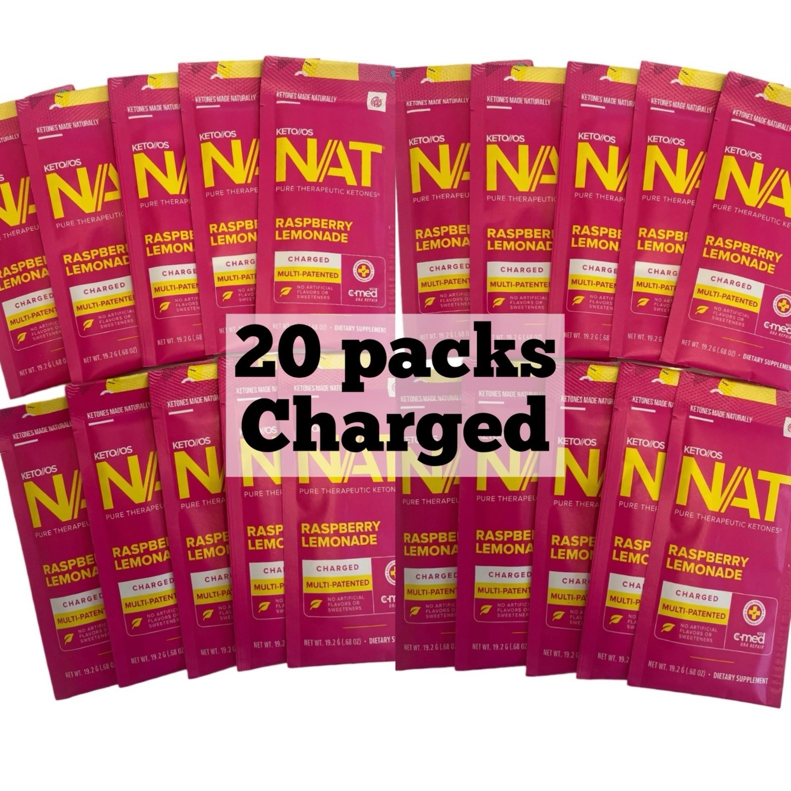 Prüvit Ketones NAT 20 Packets Charged RASPBERRY LIMONADE FREE SHIPP Exp 03/2026
