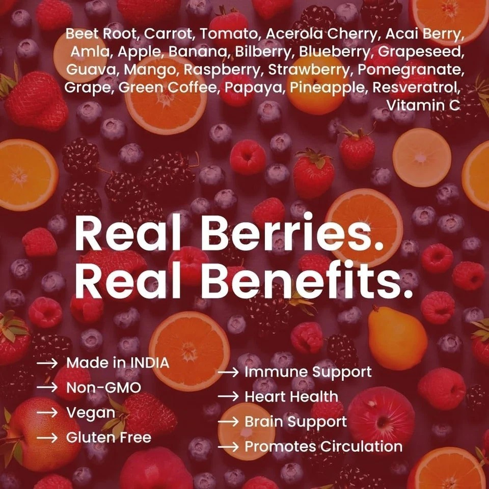 Comprehensive Daily Supplement with 21+ Nutritious Fruits & Berries (60 Tablets)