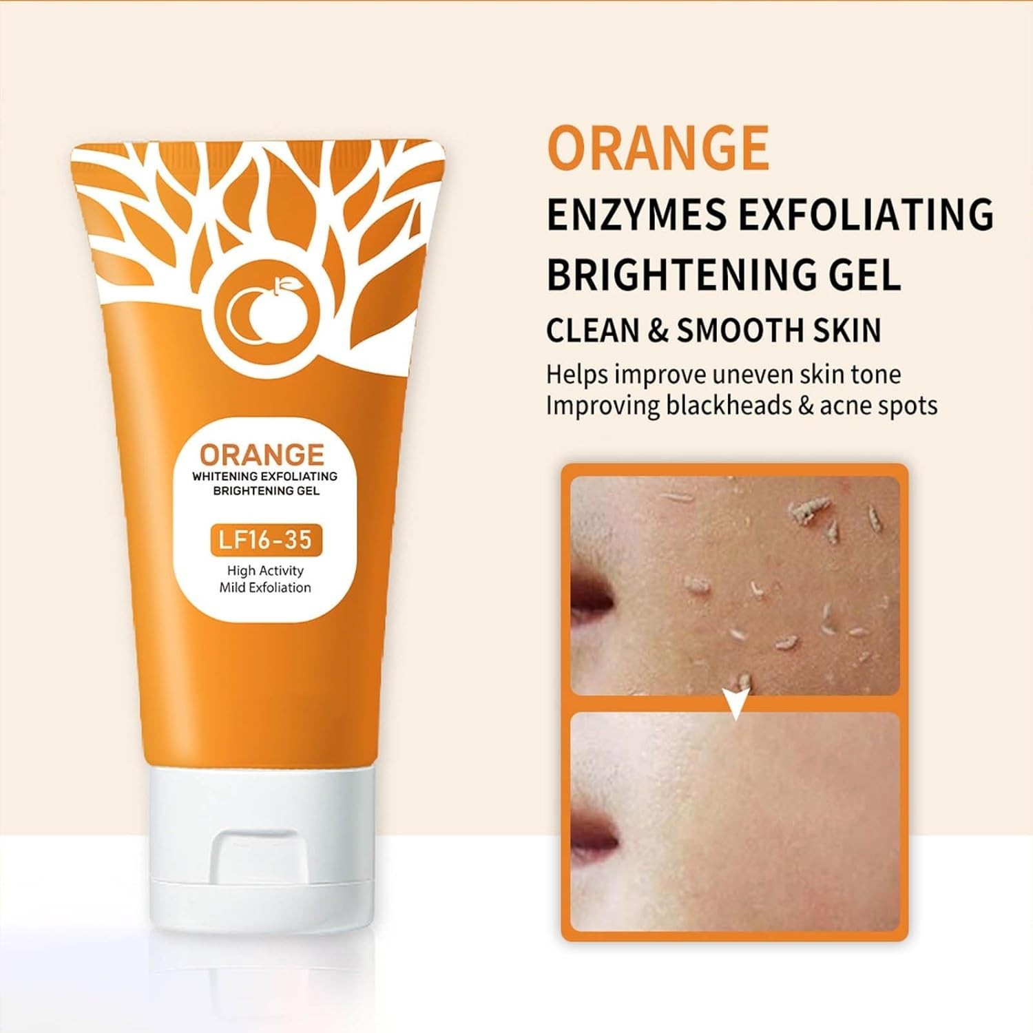2pcs Orange Exfoliating Gel for Face and Body, 1.7 oz each, Deep Clean Pores