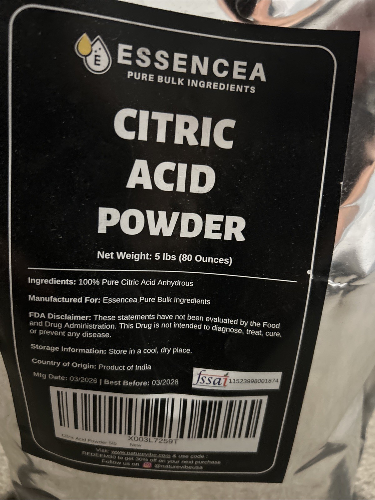 Citric Acid Pure Bulk Ingredients Non-Gmo 100% Pure Citric Acid Powder 5 lb